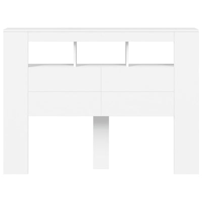 Sängynpääty LED-valoilla valk. 140x18,5x103,5 cm tekninen puu