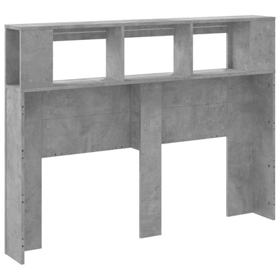 Betoninharmaa sängynpääty led-valoilla Dionisios 140x18,5x103,5cm (puu)