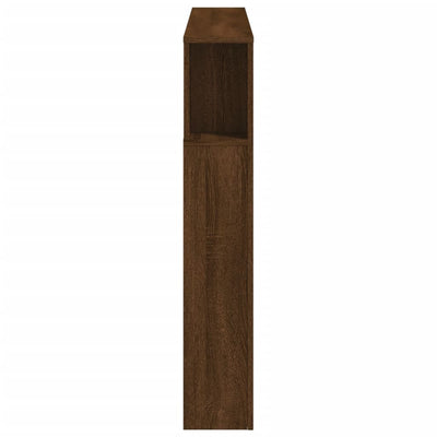 Sängynpääty LED-valoilla ruskea tammi 140x18,5x103,5 cm puu