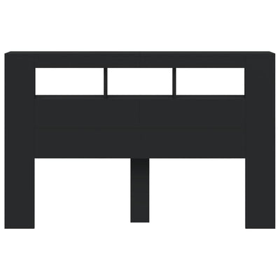 Musta sängynpääty led-valoilla Dionisios 160x18,5x103,5cm (puinen)