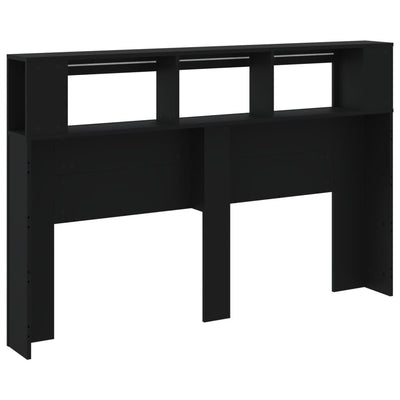 Musta sängynpääty led-valoilla Dionisios 160x18,5x103,5cm (puinen)