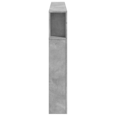 Sängynpääty LED-valoilla betoninharmaa 160x18,5x103,5 cm puu