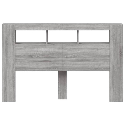 Sängynpääty LED-valoilla harmaa Sonoma 160x18,5x103,5 cm puu