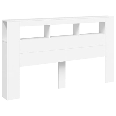 Sängynpääty LED-valoilla valk. 180x18,5x103,5 cm tekninen puu