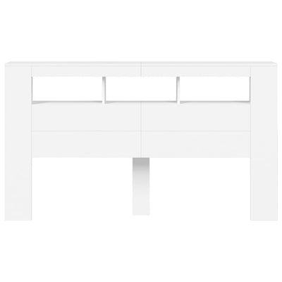 Sängynpääty LED-valoilla valk. 180x18,5x103,5 cm tekninen puu