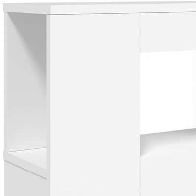 Sängynpääty LED-valoilla valk. 180x18,5x103,5 cm tekninen puu