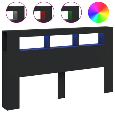 Musta sängynpääty led-valoilla Dionisios 180x18,5x103,5cm (puinen)