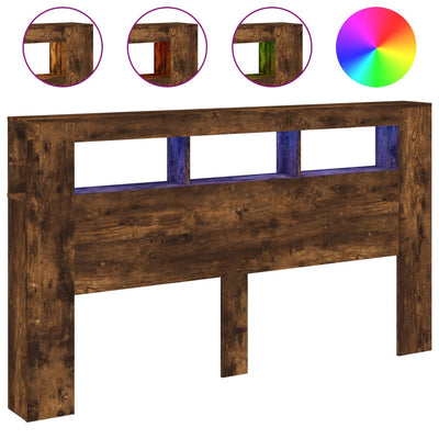 Savutammi sängynpääty led-valoilla Dionisios 180x18,5x103,5cm (puu)