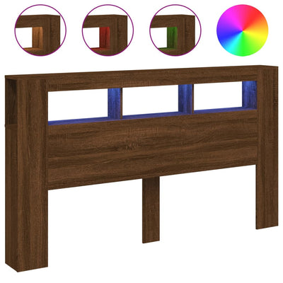 Ruskea tammi sängynpääty led-valoilla Dionisios 180x18,5x103,5cm (puu)