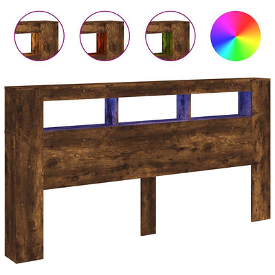 Savutammi sängynpääty led-valoilla Dionisios 200x18,5x103,5cm (puu)