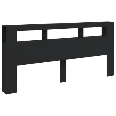 Sängynpääty LED-valoilla musta 220x18,5x103,5 cm tekninen puu