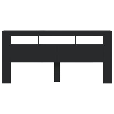 Musta sängynpääty led-valoilla Dionisios 220x18,5x103,5cm (puinen)