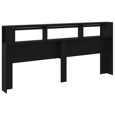 Sängynpääty LED-valoilla musta 220x18,5x103,5 cm tekninen puu