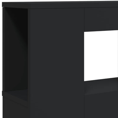 Sängynpääty LED-valoilla musta 220x18,5x103,5 cm tekninen puu