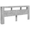 Sängynpääty LED-valoilla betoninharmaa 220x18,5x103,5 cm puu
