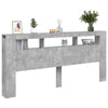 Sängynpääty LED-valoilla betoninharmaa 220x18,5x103,5 cm puu