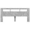 Sängynpääty LED-valoilla betoninharmaa 220x18,5x103,5 cm puu