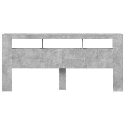 Sängynpääty LED-valoilla betoninharmaa 220x18,5x103,5 cm puu