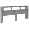 Sängynpääty LED-valoilla betoninharmaa 220x18,5x103,5 cm puu