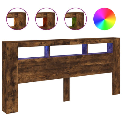 Savutammi sängynpääty led-valoilla Dionisios 220x18,5x103,5cm (puu)