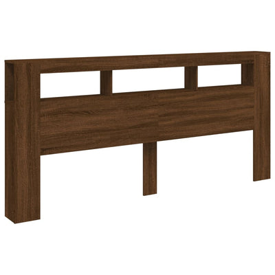Sängynpääty LED-valoilla ruskea tammi 220x18,5x103,5 cm puu