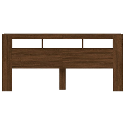Sängynpääty LED-valoilla ruskea tammi 220x18,5x103,5 cm puu