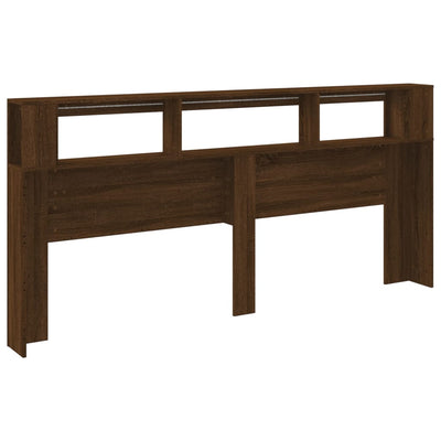 Sängynpääty LED-valoilla ruskea tammi 220x18,5x103,5 cm puu