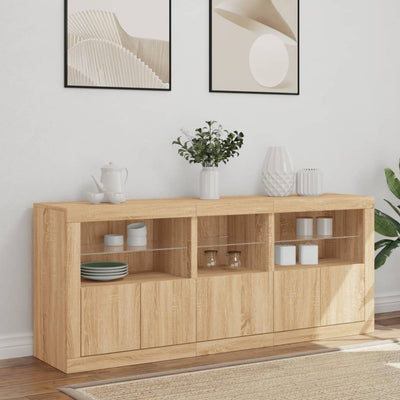 Senkki LED-valoilla Sonoma-tammi 162x37x67 cm