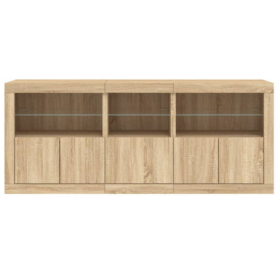 Senkki LED-valoilla Sonoma-tammi 162x37x67 cm