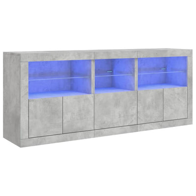 Senkki LED-valoilla betoninharmaa 162x37x67 cm