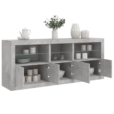 Senkki LED-valoilla betoninharmaa 162x37x67 cm