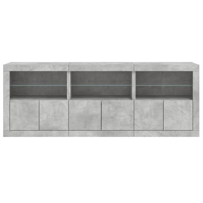 Senkki LED-valoilla betoninharmaa 181,5x37x67 cm