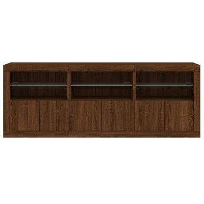 Senkki LED-valoilla ruskea tammi 181,5x37x67 cm