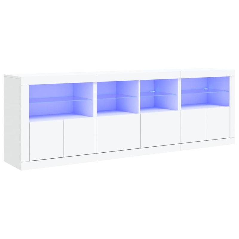Valkoinen senkki led-valoilla Alstani 202x37x67cm