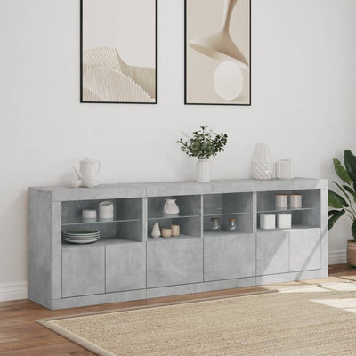 Senkki LED-valoilla betoninharmaa 202x37x67 cm