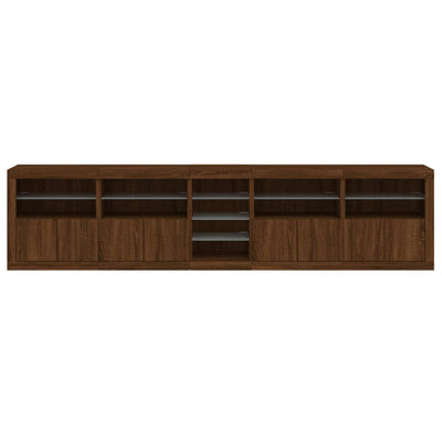 Senkki LED-valoilla ruskea tammi 283x37x67 cm