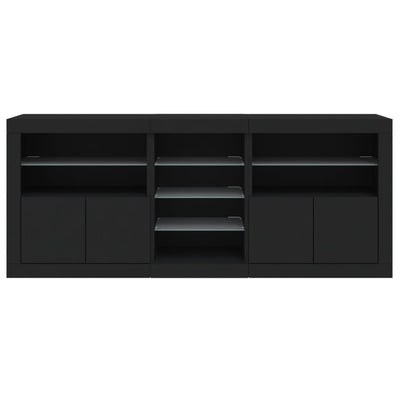 Senkki LED-valoilla musta 162x37x67 cm