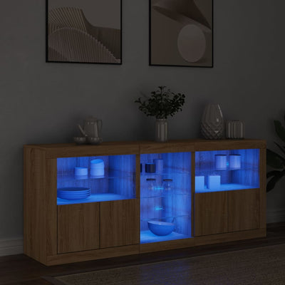 Senkki LED-valoilla Sonoma-tammi 162x37x67 cm