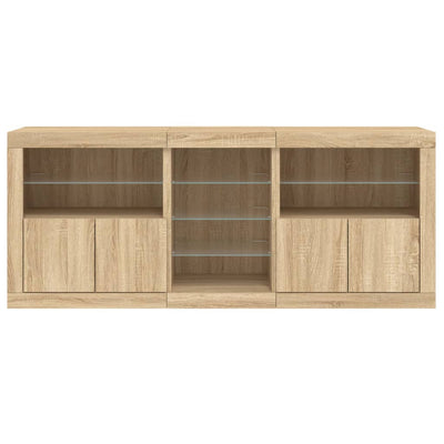 Senkki LED-valoilla Sonoma-tammi 162x37x67 cm