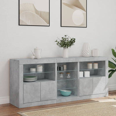 Senkki LED-valoilla betoninharmaa 162x37x67 cm