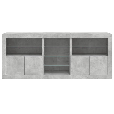 Senkki LED-valoilla betoninharmaa 162x37x67 cm