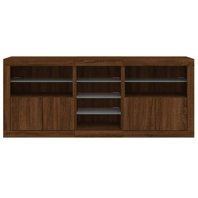Senkki LED-valoilla ruskea tammi 162x37x67 cm