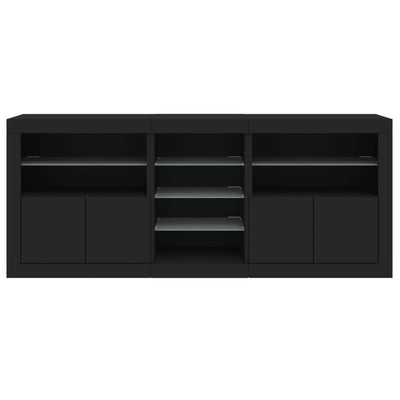 Senkki LED-valoilla musta 181,5x37x67 cm