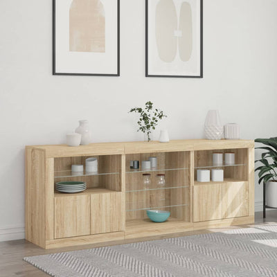 Senkki LED-valoilla Sonoma-tammi 181,5x37x67 cm