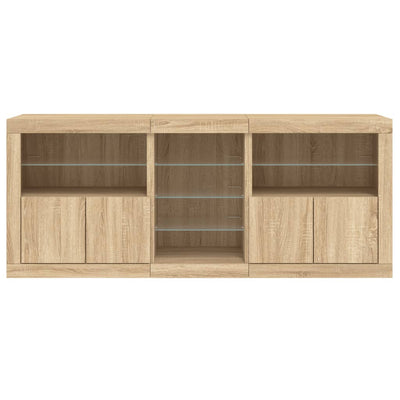 Senkki LED-valoilla Sonoma-tammi 181,5x37x67 cm