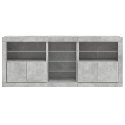 Senkki LED-valoilla betoninharmaa 181,5x37x67 cm