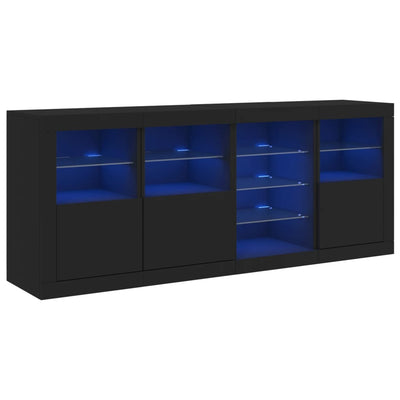 Senkki LED-valoilla musta 164x37x67 cm