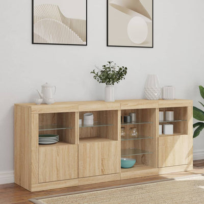 Senkki LED-valoilla Sonoma-tammi 164x37x67 cm
