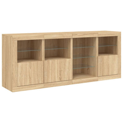 Senkki LED-valoilla Sonoma-tammi 164x37x67 cm