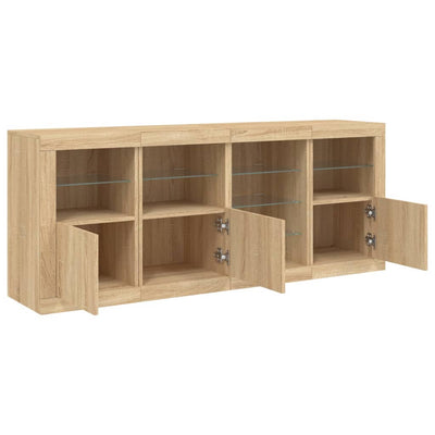 Senkki LED-valoilla Sonoma-tammi 164x37x67 cm